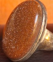 Bague pierre d'or, monture argentée, ovale 925