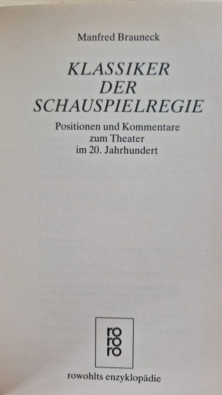 Bücher: Manfred Brauneck / Klassiker der Schauspielregie – Gebraucht aus Malters von page02 2