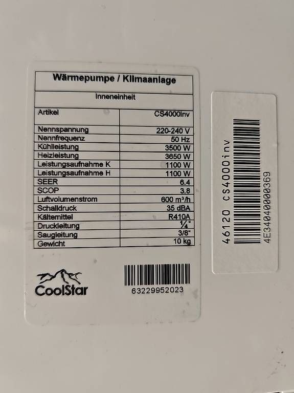 Radiatori: Inverter Split Klimagerät CoolStar CS4000inv Wärmepumpe – Usato da Aarau Rohr venduto da Hometrix 4