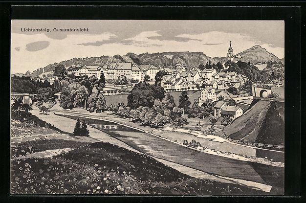 Cartoline postali: AK Lichtensteig, Gesamtansicht – Usato da Berlin venduto da bartko-reher