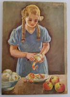 Bundesfeierpostkarte Nr.59d - 1934 - Mädchen schält Apfel