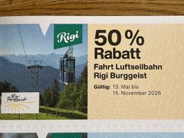50 % Rabatt Fahrt Luftseilbahn Rigi Burggeist ab Fr. 0.70!