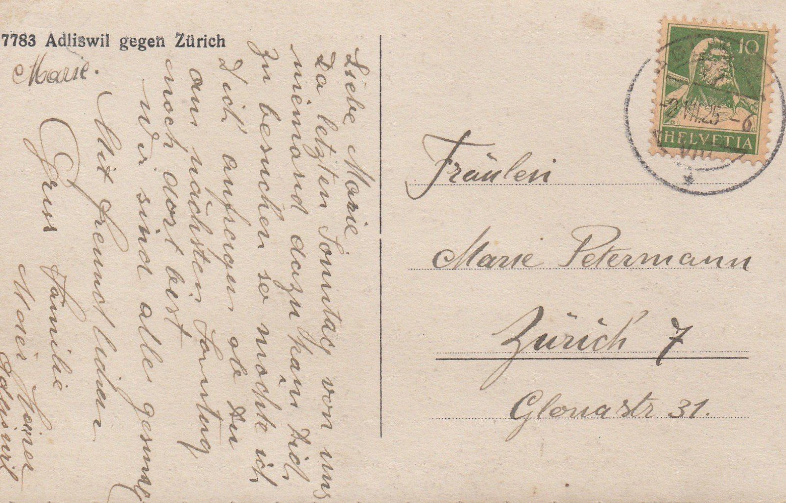 Cartoline postali: AK - Adliswil - gel. 2.7.1925 – Usato da Fribourg venduto da schnalla92 1