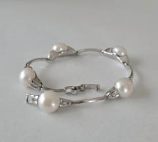 Exquisites Design-Echte Perlenarmkette mit Silber 925 - Neu