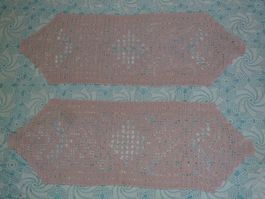 2 Häkeldecken/Tischläufer, hellrosa, Handarbeit, Boho-Style