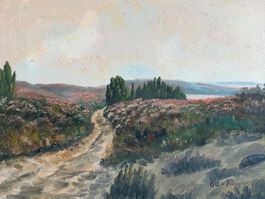 Malerei Landschaft Otto Finger Heather Field Signierter Rahm