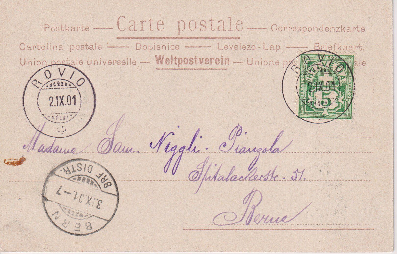 Cartoline postali: AK Litho Rovio 1901, RARA. – Usato da Riva San Vitale venduto da MAR-NAPO 1
