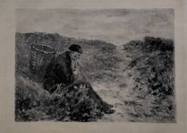 Albert Krüger 'Alter Mann' Radierung 1896 nach Max Lieberman