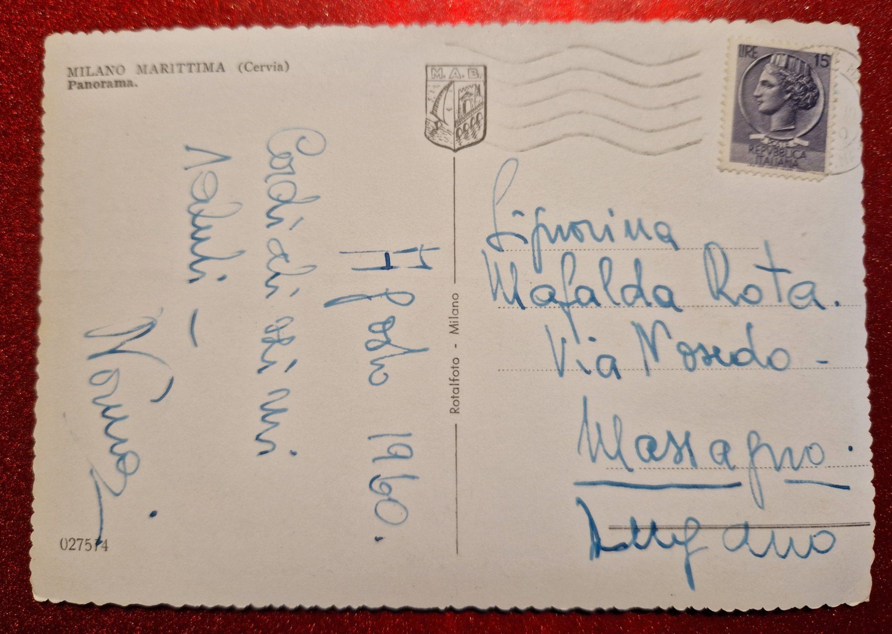 Cartoline postali: Milano Marittima Italia 1960 – Usato da Melchnau venduto da Fishel 1