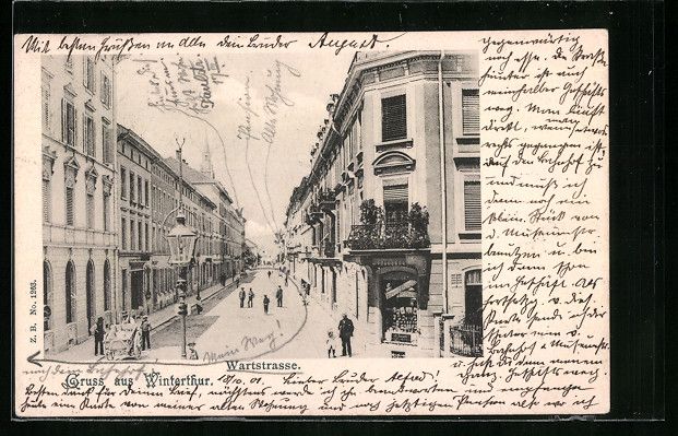 Cartoline postali: Winterthur, Passanten in der Wartstrasse – Usato da Berlin venduto da bartko-reher