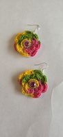 Boucles d'oreilles fleur crochetées, couleurs vives été