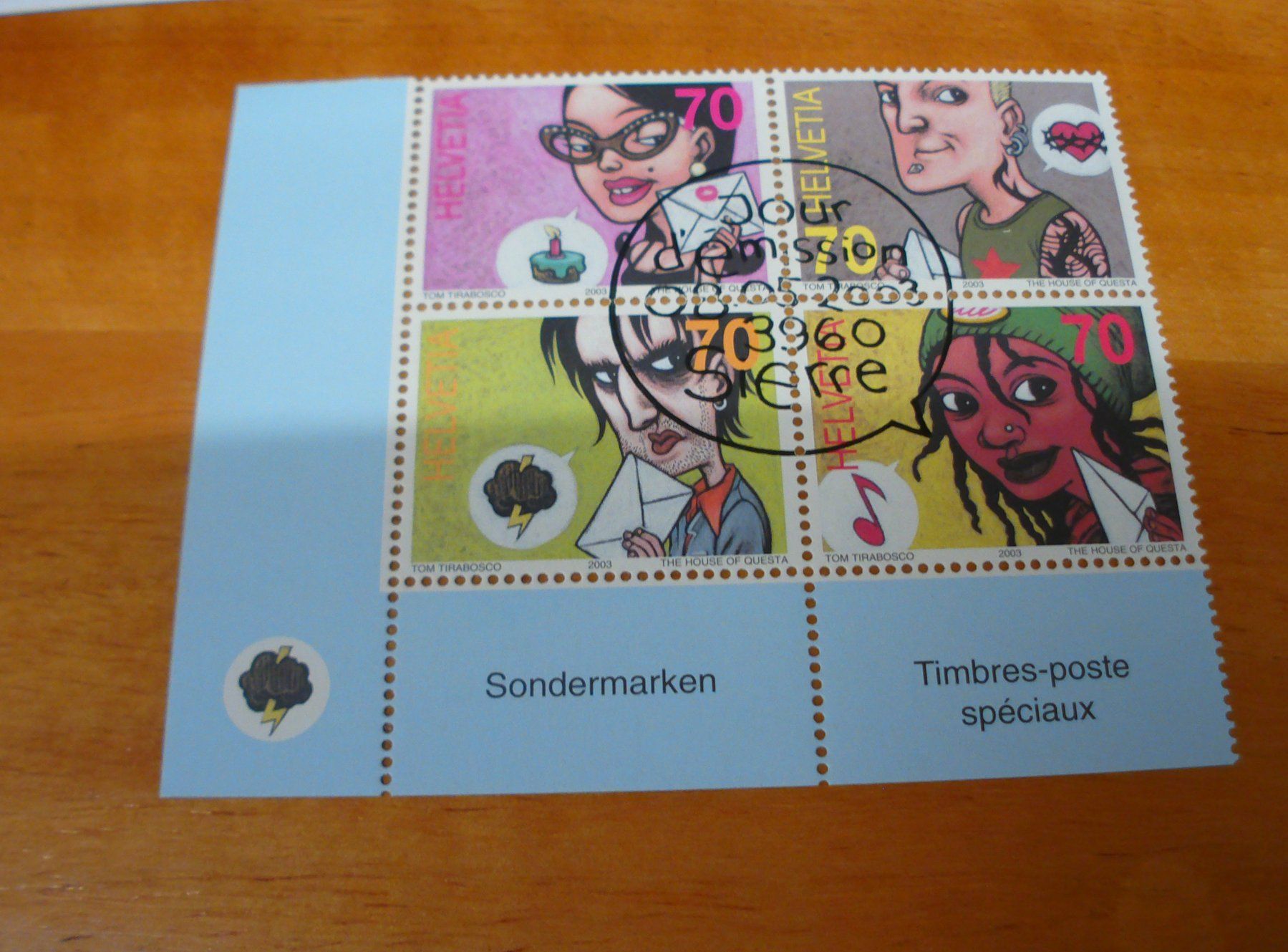 Alle Briefmarken: Z-Druck Comic  2003, 4erblock ET-o + FDC – Gebraucht aus Niederwil AG von morostahu