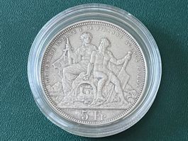 Seltene 5 Fr. Silbermünze Schweiz 1885  Schützenfest Lug...