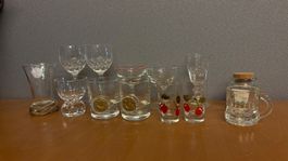 14 verschiedene Shot & Champaniergläser Klein.
