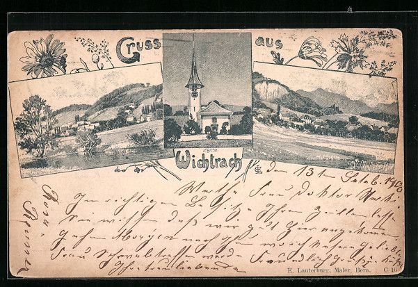 Ansichtskarten: Litho Wichtrach, Kirche, Gesamtansichten – Gebraucht aus Berlin von bartko-reher