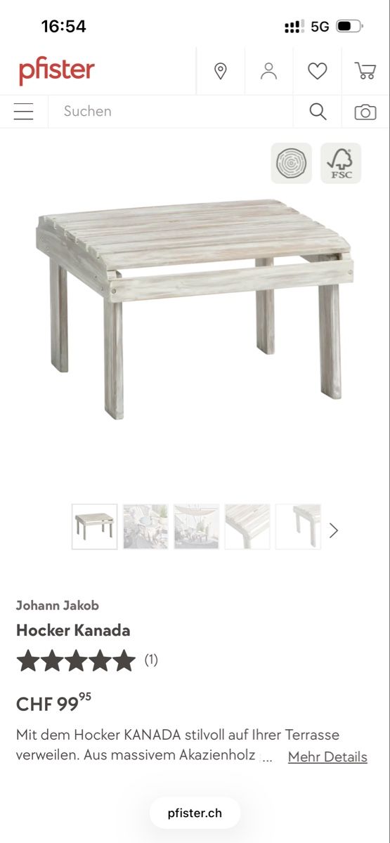 Pfister Poltrone: 2 Stk. Gartensessel "Kanada" mit Hocker, Rot/Blau – Usato da Bützberg venduto da ben_2fvf 6