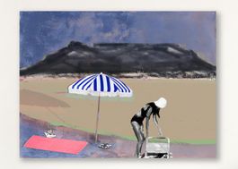 Cape Town Moderne Kunst Bild Tafelberg Beach Bikini Frau