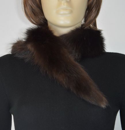 echtem Pelz  Schal Kragen auch zum Basteln/dunkelbraun/95cm