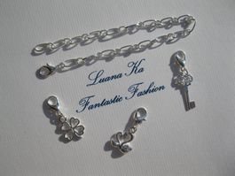 Bettelarmband, Armband versilbert mit 3 Charms *NEU*
