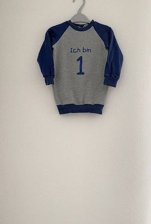 Baby Langarm Handmade Pulli Baumwolle Gr.68 "Ich bin 1"