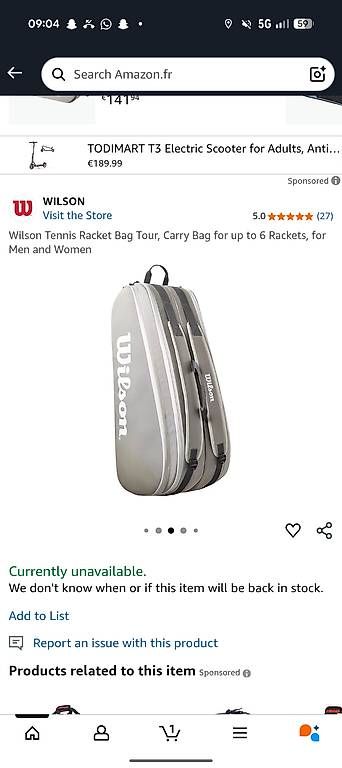Borse: Sac de tennis Wilson – Usato da Champagne venduto da Leomilo19 1