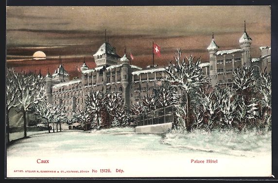 Cartes postales: Caux, Palace Hotel bei Mondschein – D'occasion à Berlin par bartko-reher