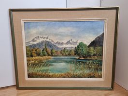 Grosses antikes Ölgemälde «Schachensee» signiert von «Jauch"