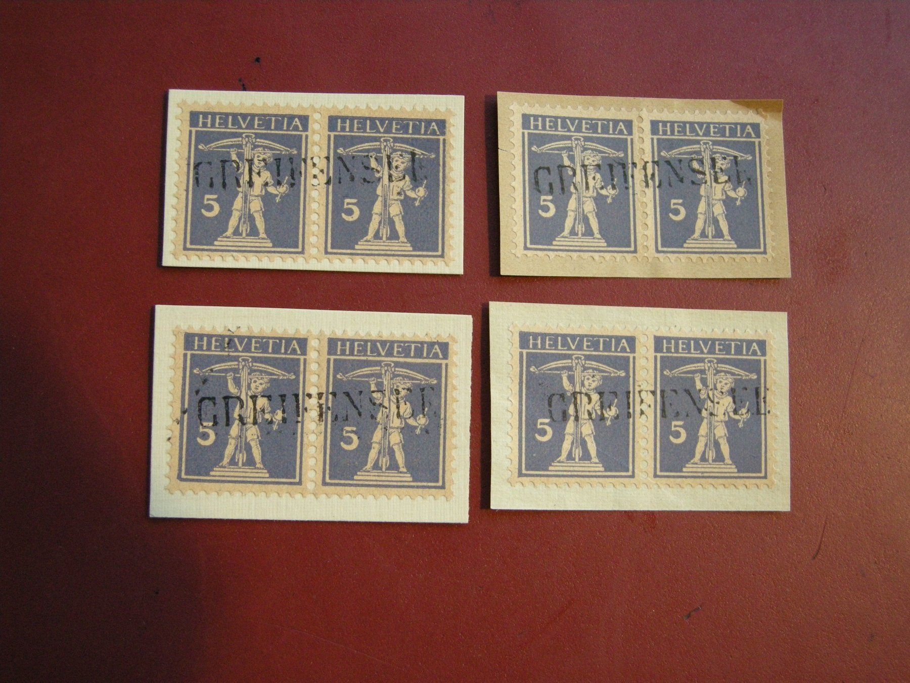 Alle Briefmarken: 4 PAARE TELLKNABE MIT STEMPEL GREIFENSEE – Gebraucht aus Rüti ZH von jupi1945 1