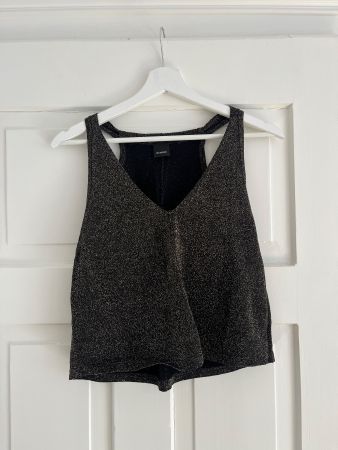 Pinko Top Damen Schwarz mit Glitzer Grösse S elegant