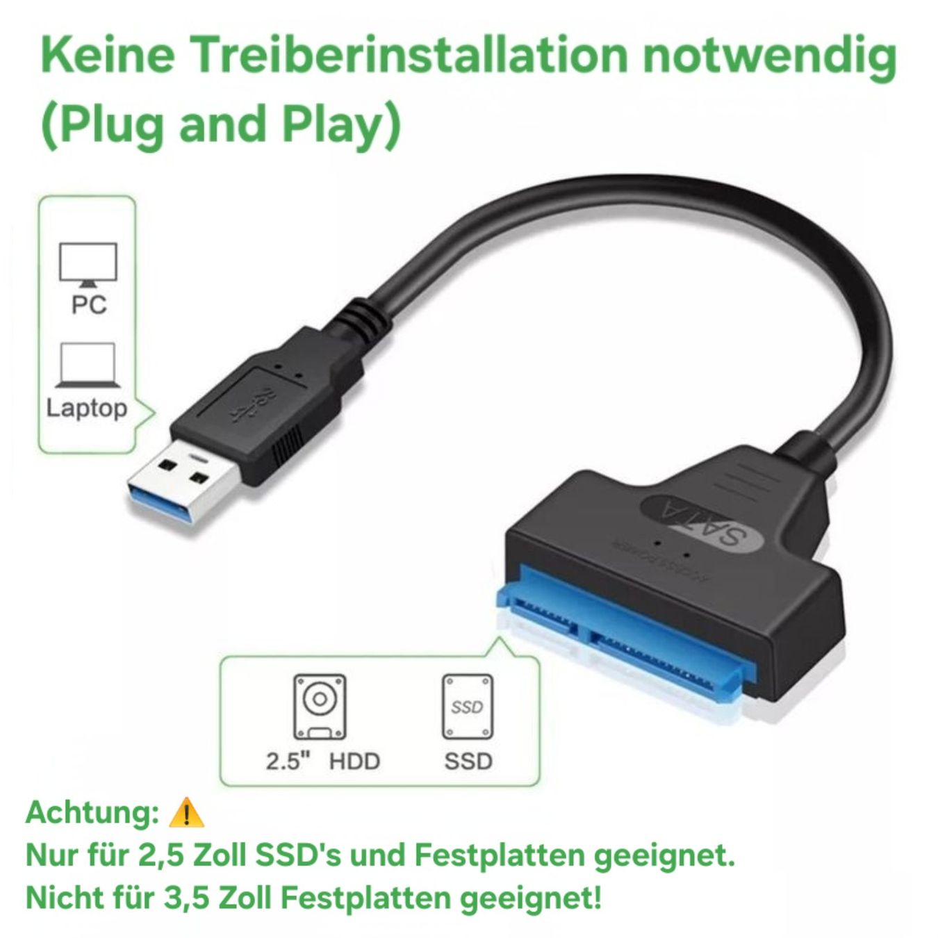 Dischi rigidi: 2,5" SATA 3 zu USB 3.1 Adapter / Digitec CHF 17.95 / SSD HDD – Nuovo e nell'imballaggio originale da Uster venduto da -FPS- 1