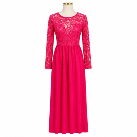 Elegantes Maxikleid mit Spitze langarm