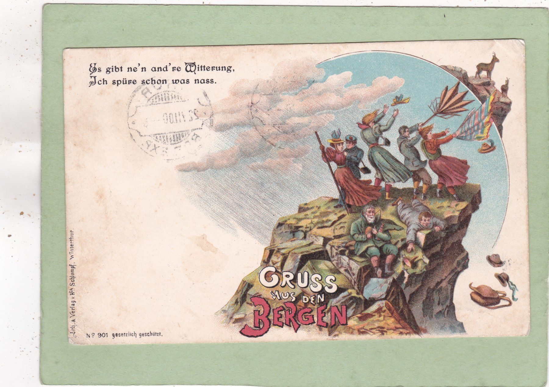Cartoline postali: Kitsch Gruss aus den Bergen 1900 – Usato da Herisau venduto da Lisegrat2008