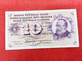 10 Franken Banknote 1973 gebraucht