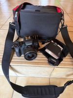 Canon EOS M50 mit Godox Junior Blitz und Fototasche