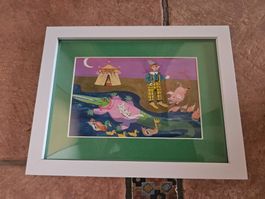 Gouache illustration encadrée Claire FINAZ lettre C