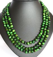 SALE 59 CM KETTE EDELSTEINKETTE STEINKETTE TIGERAUGE GRÜN