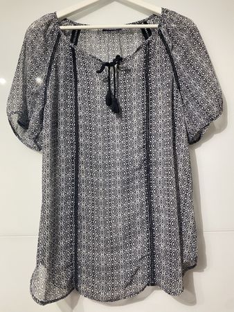 Tunika Bluse Schwarz Weiss Grösse 40