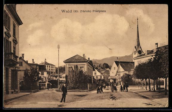 Cartoline postali: AK Wald /Zürich, Postplatz, 1914 – Usato da Berlin venduto da bartko-reher