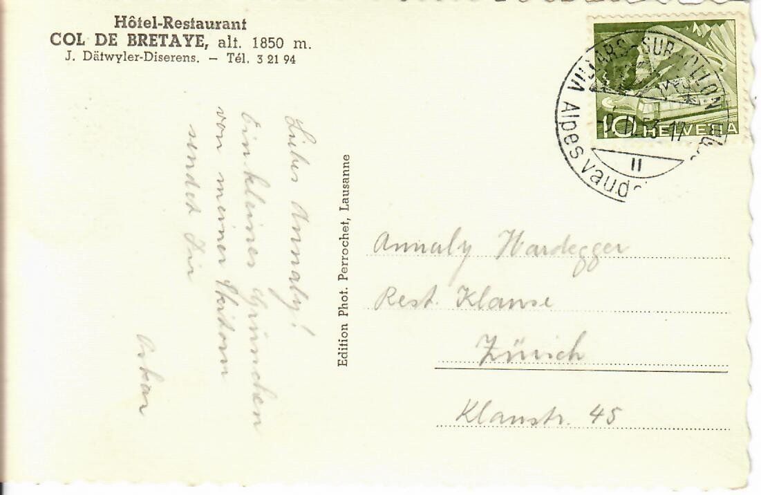 Cartoline postali: Col de Bretaye – Usato da Hochdorf venduto da Ziegel-16 1