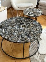 Set de Table basse en agate et métal noir 