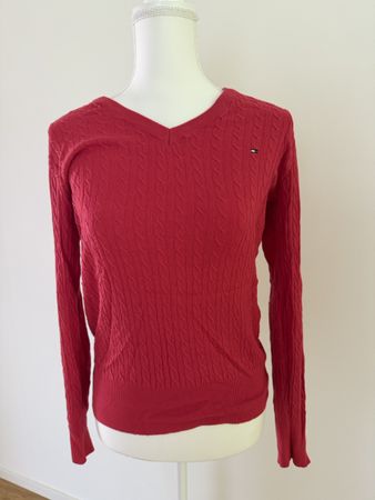 Tommy Hilfiger Pullover Rot/Pink Zopfmuster Grösse XL 