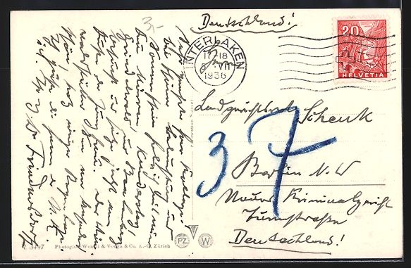 Cartes postales: Interlaken, Einfahrt eines Binnenschiffe – D'occasion à Berlin par bartko-reher 1