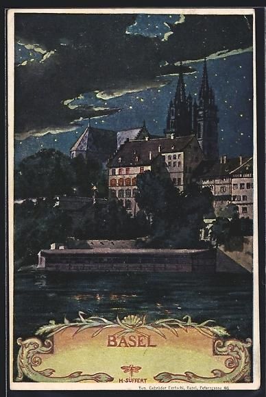 Cartoline postali: Basel, Teilansicht mit Münster bei Nach – Usato da Berlin venduto da bartko-reher