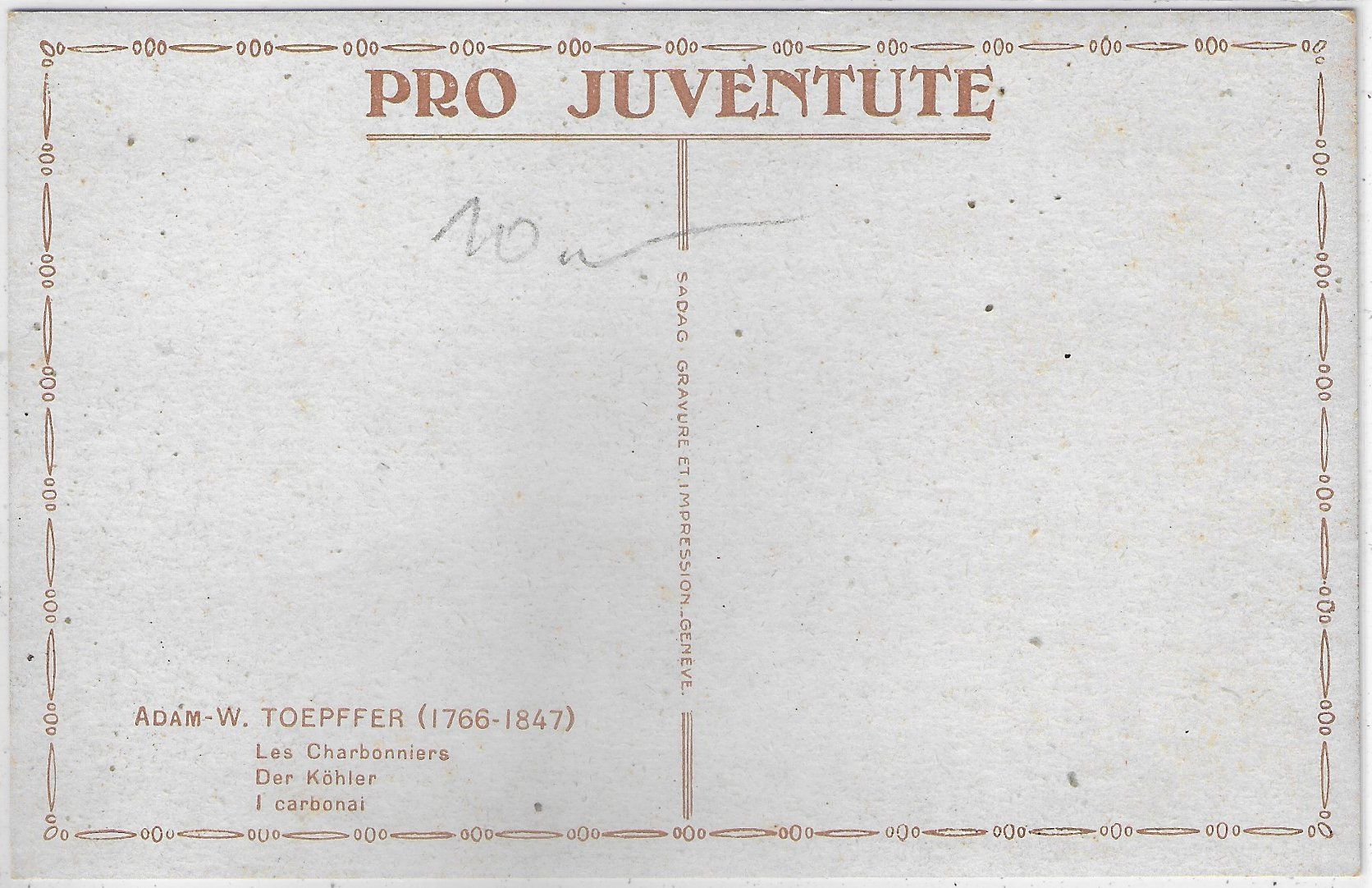 Cartoline postali: Pro Juventute - Der Köhler - Adam-W. Toepffer – Usato da Ettingen venduto da Kartenplanet 1