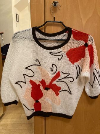 Top léger à fleurs, taille M, unique, fait main.