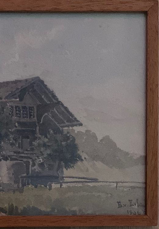 Aquarelle Originale 1917 - Die Langen Erlen, Suisse - Signée Brenneisen - 25x28 Cm