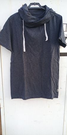 Stylisches T-Shirt mit Kragen und Tasche Gr. S, anthrazit