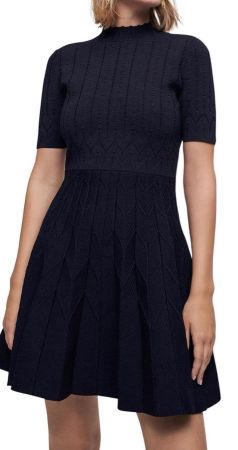 Maje Strickkleid blau Reciera Gr. 38 Kleid Turtleneck