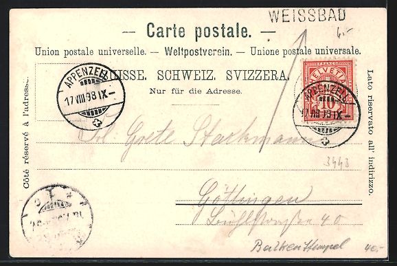 Cartoline postali: Mondschein-AK Weissbad /Appenzell, Ortsp – Usato da Berlin venduto da bartko-reher 1