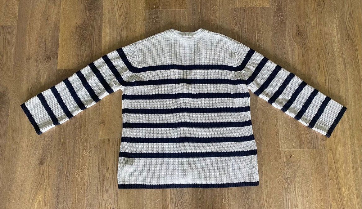 Pullover & Sweatshirts: Strickjacke KAFFE Kacilla beige schwarz gestreift Gr. M – Gebraucht aus Winterthur von Secondhand-Family 1